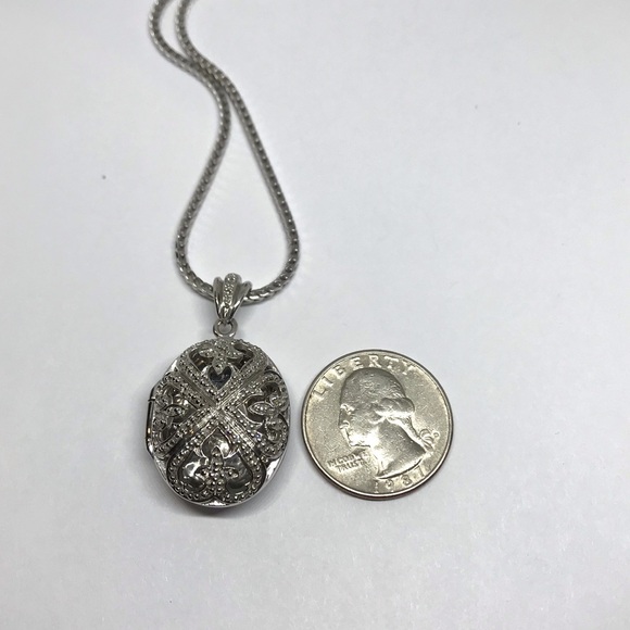 925 Sterling Silver Filigree locket Pendant Necklace size 20” - Picture 8 of 16